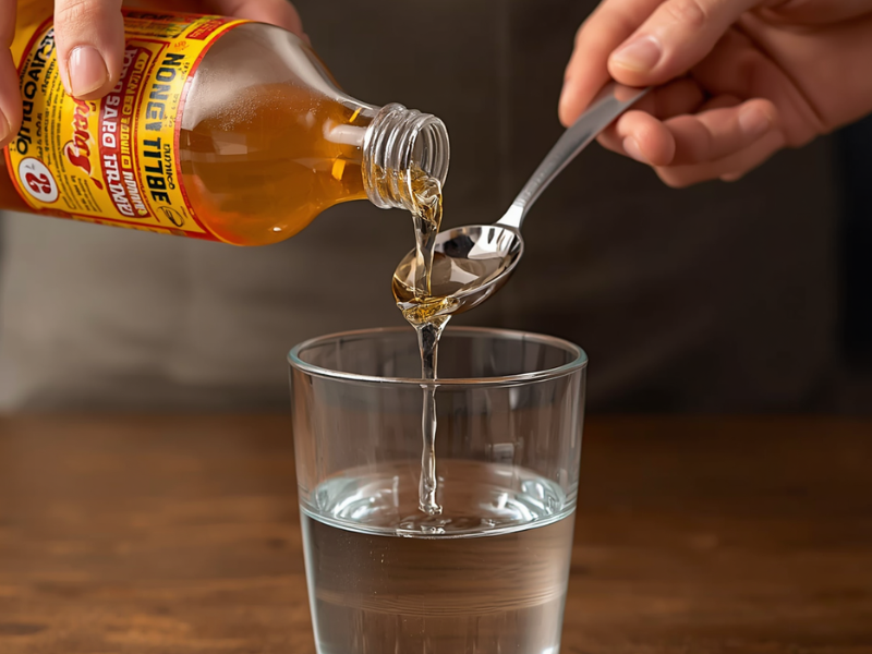 diluting a small amount of apple cider vinegar in a glass of water.