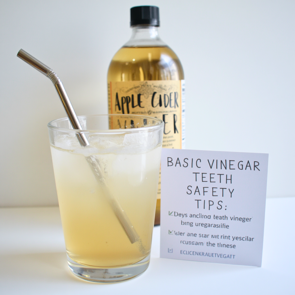 Using a straw and diluting a vinegar drink and having a small tent card with instructions to protect tooth enamel when drinking diluted vinegar.